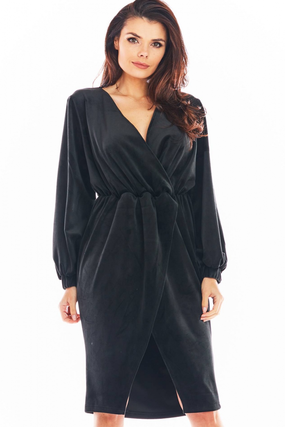Sukienka Model A406 Welur Black - awama150746 - Czarny