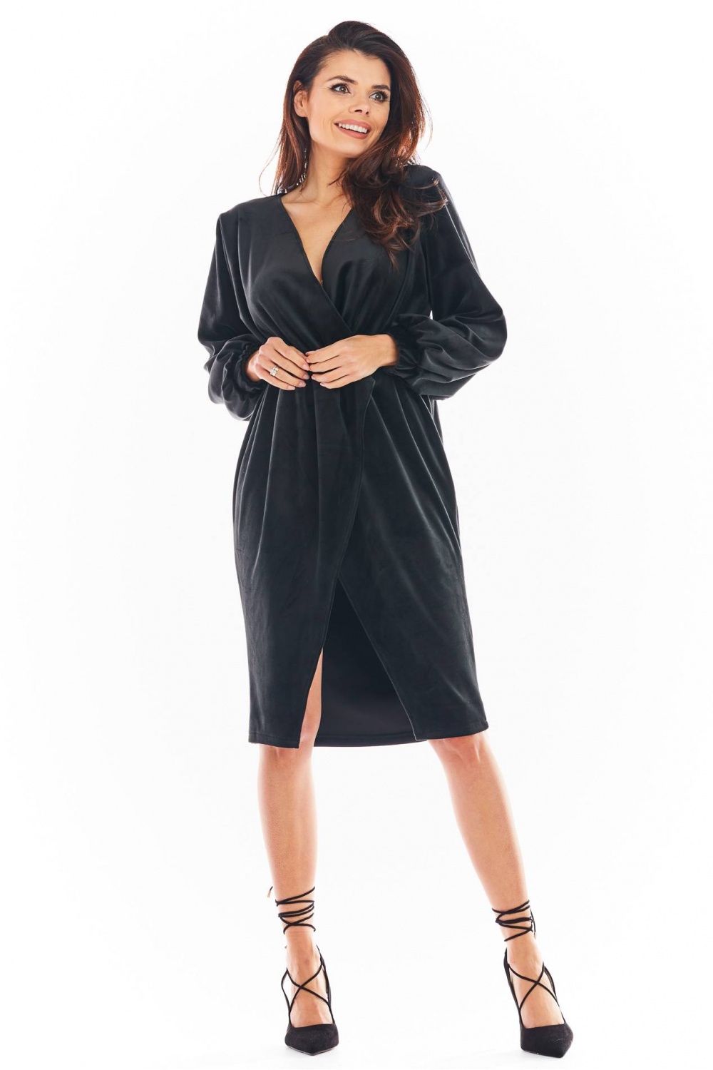 Sukienka Model A406 Welur Black - awama150746 - Czarny - obrazek 2
