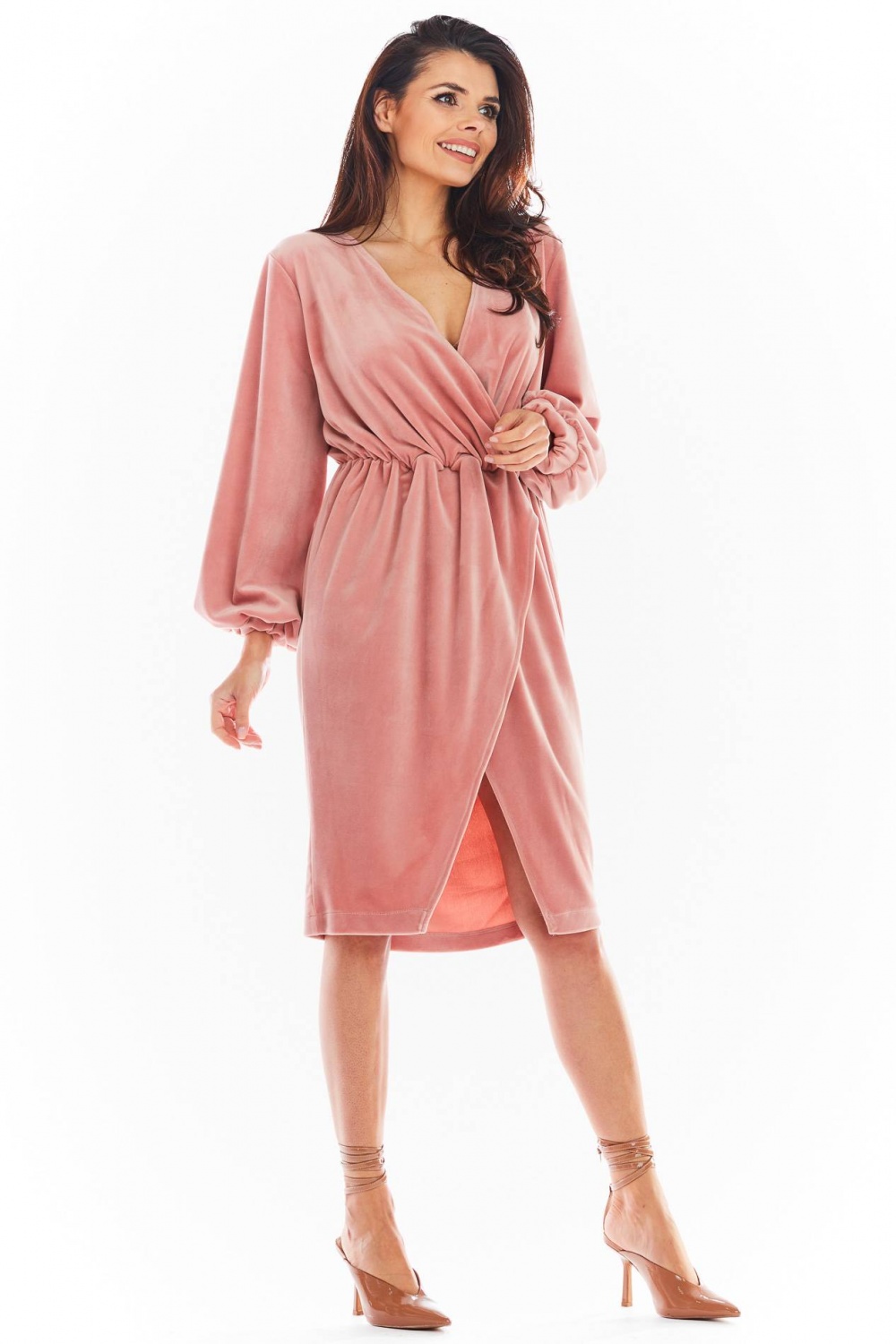 Sukienka Model A406 Welur Pink - awama150747 - Różowy - obrazek 2
