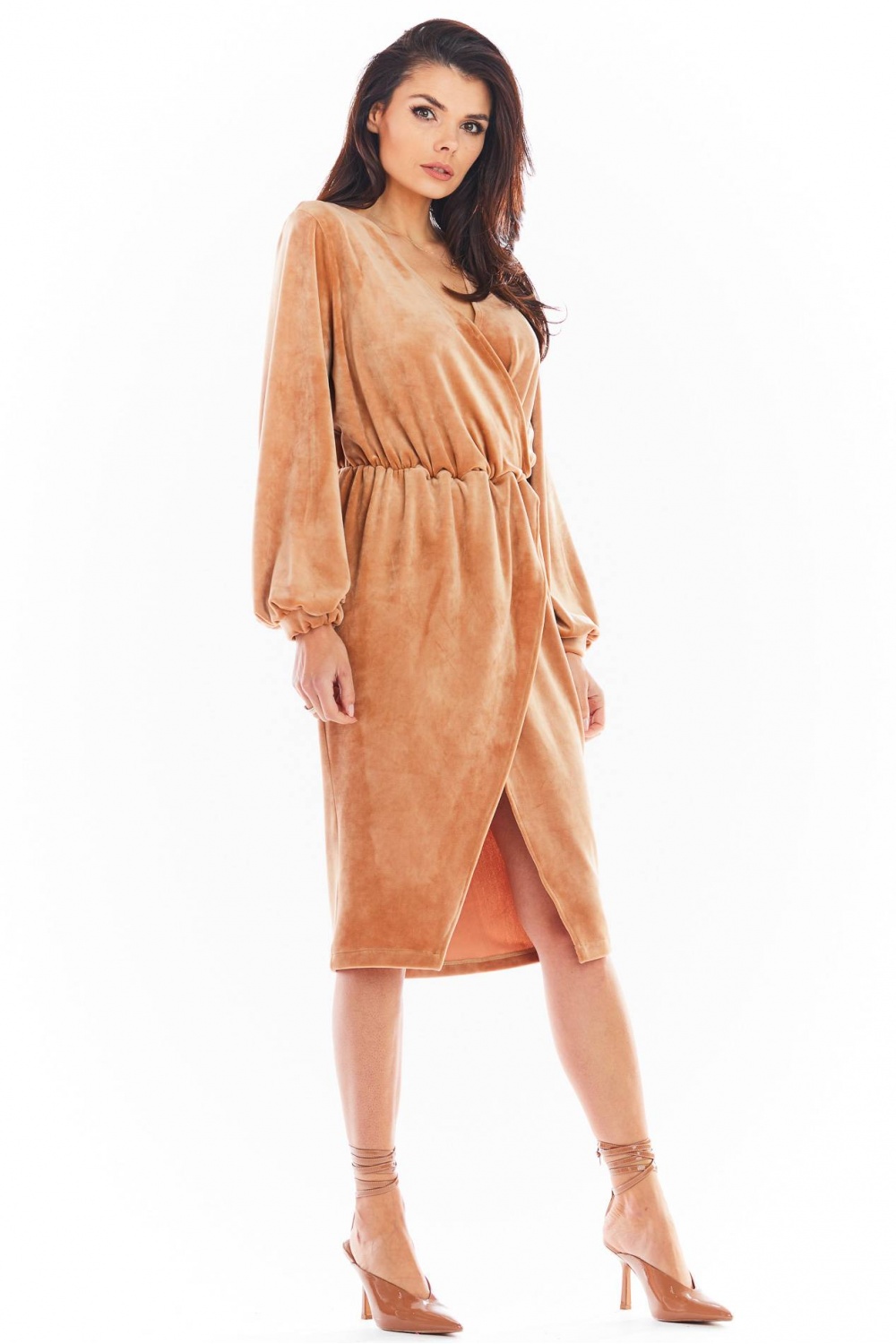 Sukienka Model A406 Welur Beige - awama150748 - Beżowy - obrazek 4