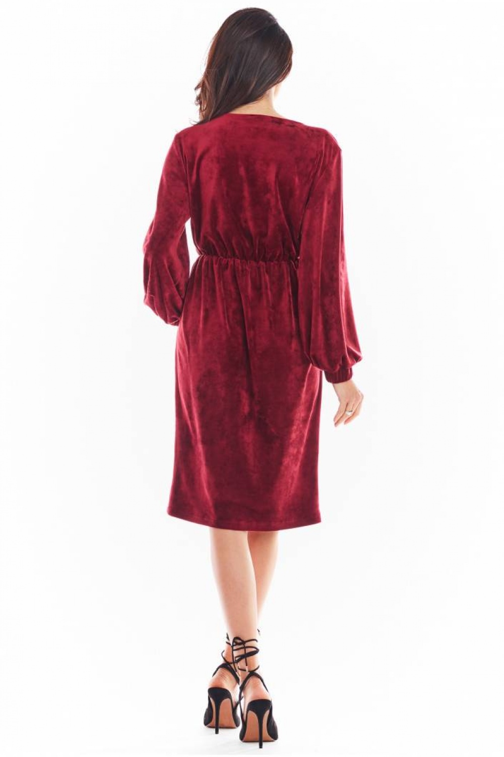 Sukienka Model A406 Welur Bordo - awama150749 - Czerwony - obrazek 3