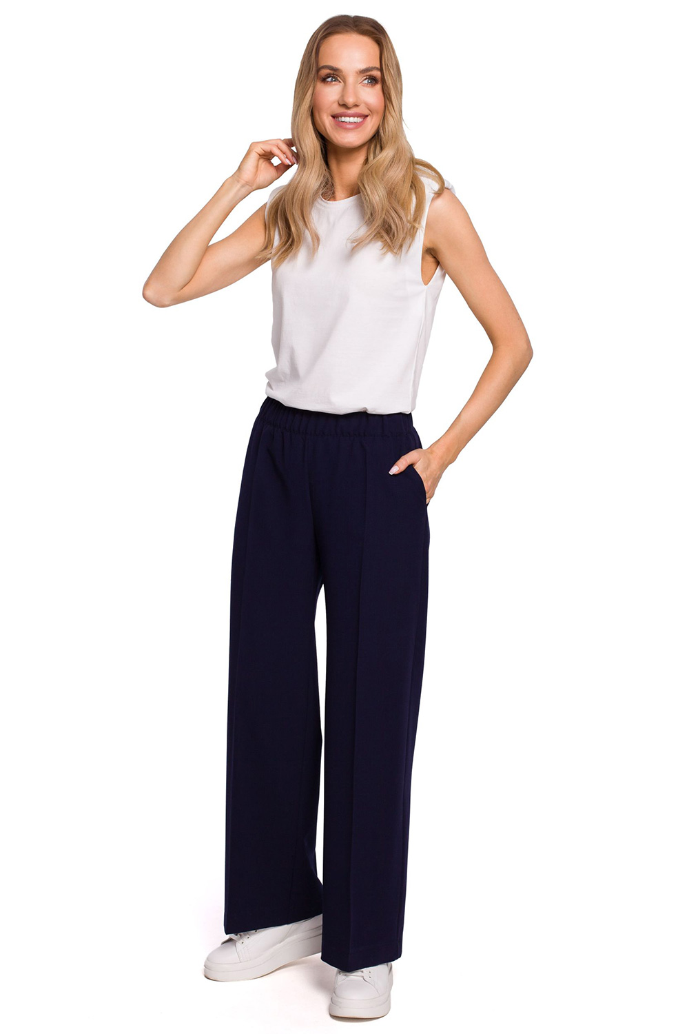 Spodnie Damskie Model MOE570 Navy - Moe152652 - Granatowy