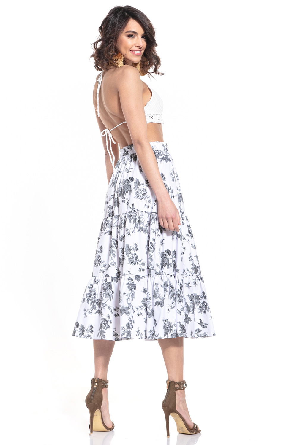 Spódnica Model T345/1 Grey Flowers - Tessita152861 - Szary - obrazek 2