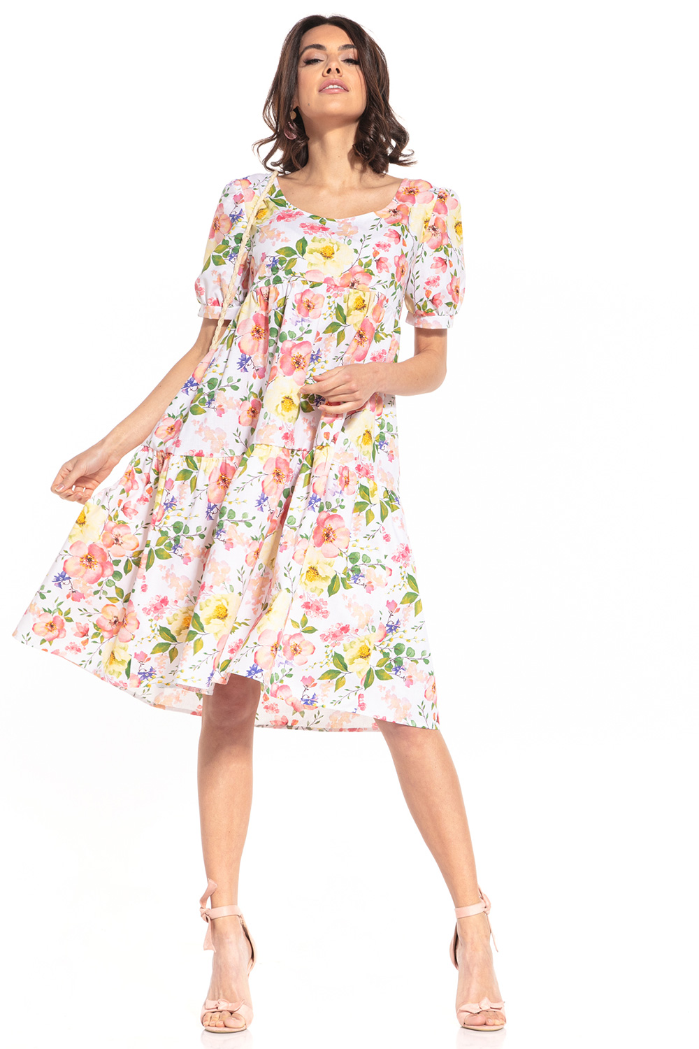 Sukienka Model T344/2 Wielokolorowe Kwiaty - Tessita152865 - Wielokolorowy