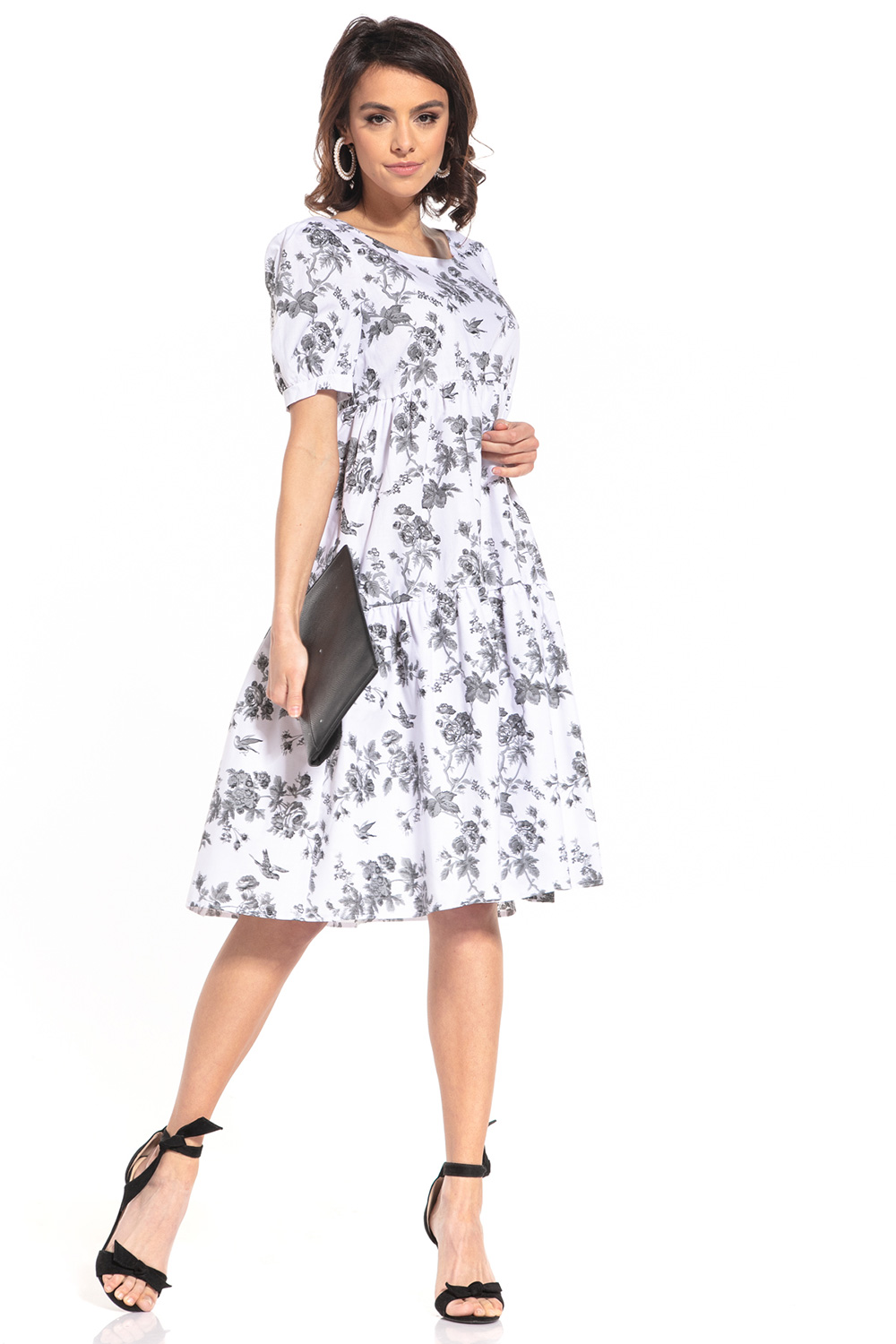 Sukienka Model T344/1 Grey Flowers - Tessita152866 - Szary