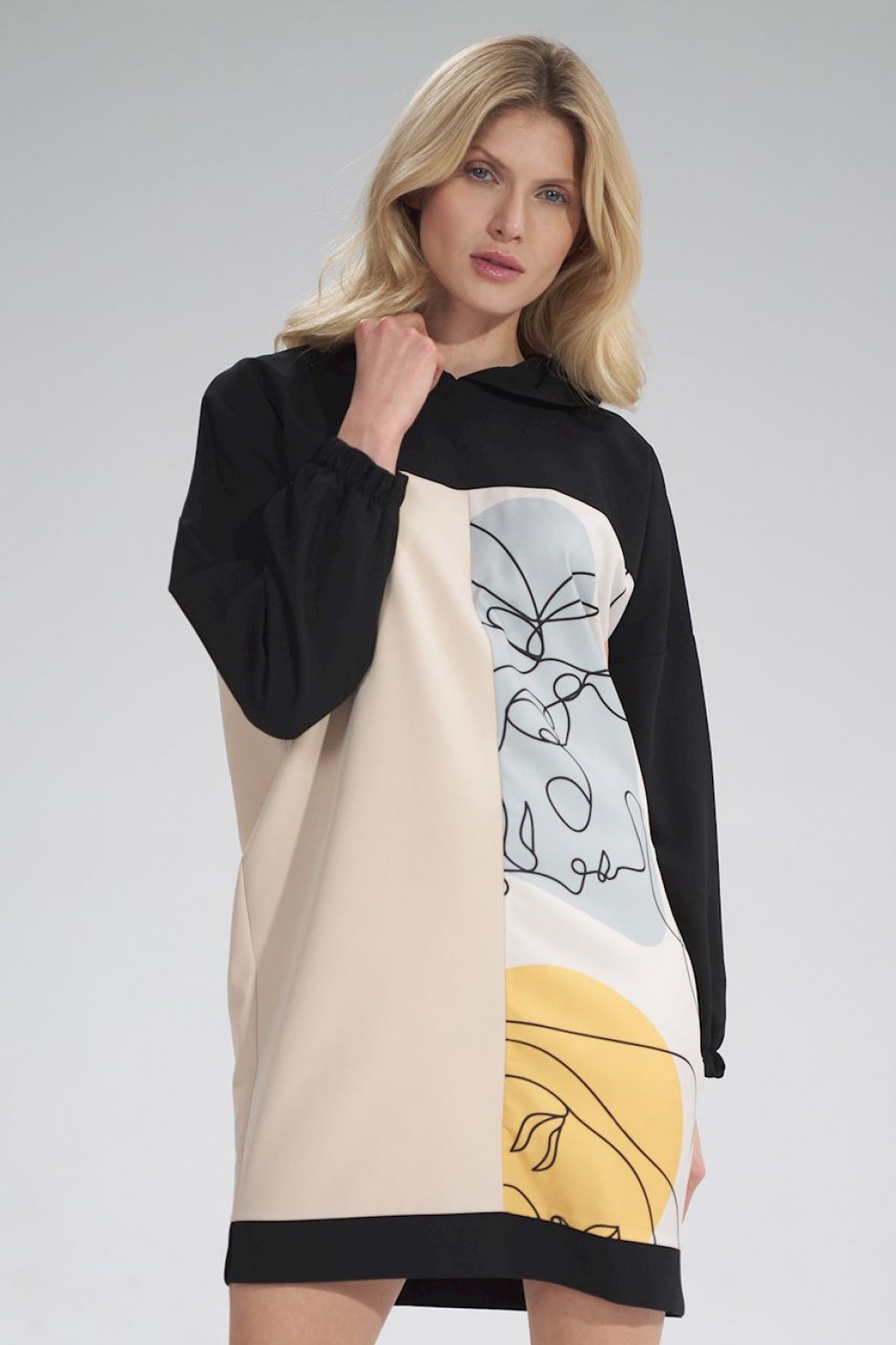 Sukienka Model M755 Black/Beige/Wzór 123 - Figl154694 - Wielokolorowy