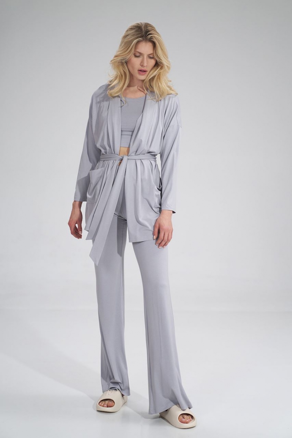 Bluza Damska Model M750 Light Grey - Figl154722 - Szary - obrazek 4