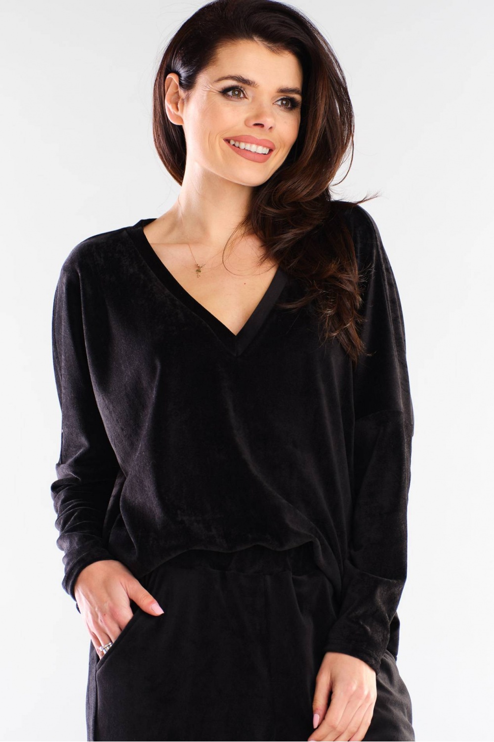 Bluzka Damska Model A417 Black - awama155456 - Czarny