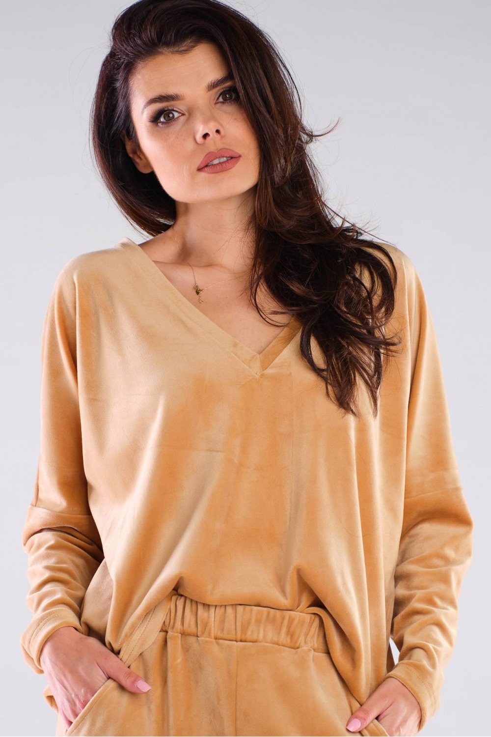 Bluzka Damska Model A417 Beige - awama155457 - Beżowy