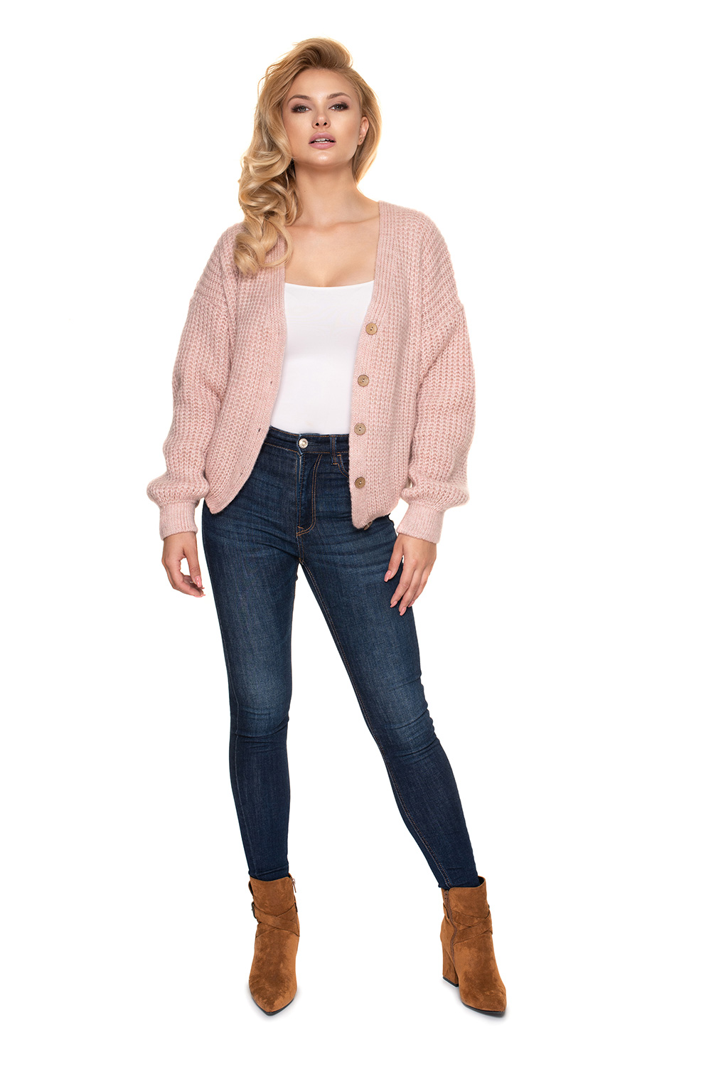 Sweter Kardigan Model 30077 Blady Róż - PeeKaBoo156914 - Różowy - obrazek 2