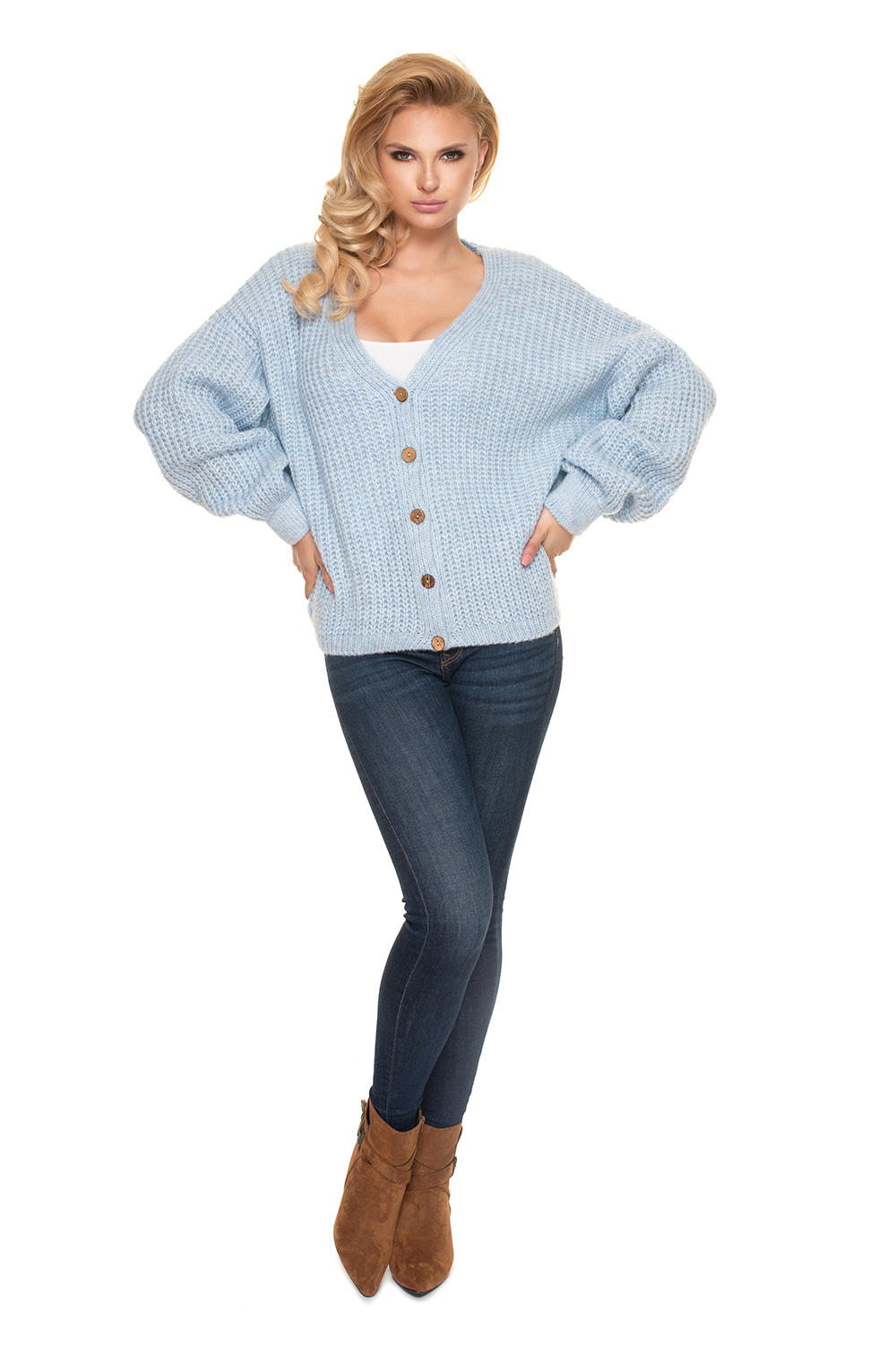 Sweter Kardigan Model 30077 Błękit - PeeKaBoo156915 - Niebieski - obrazek 2