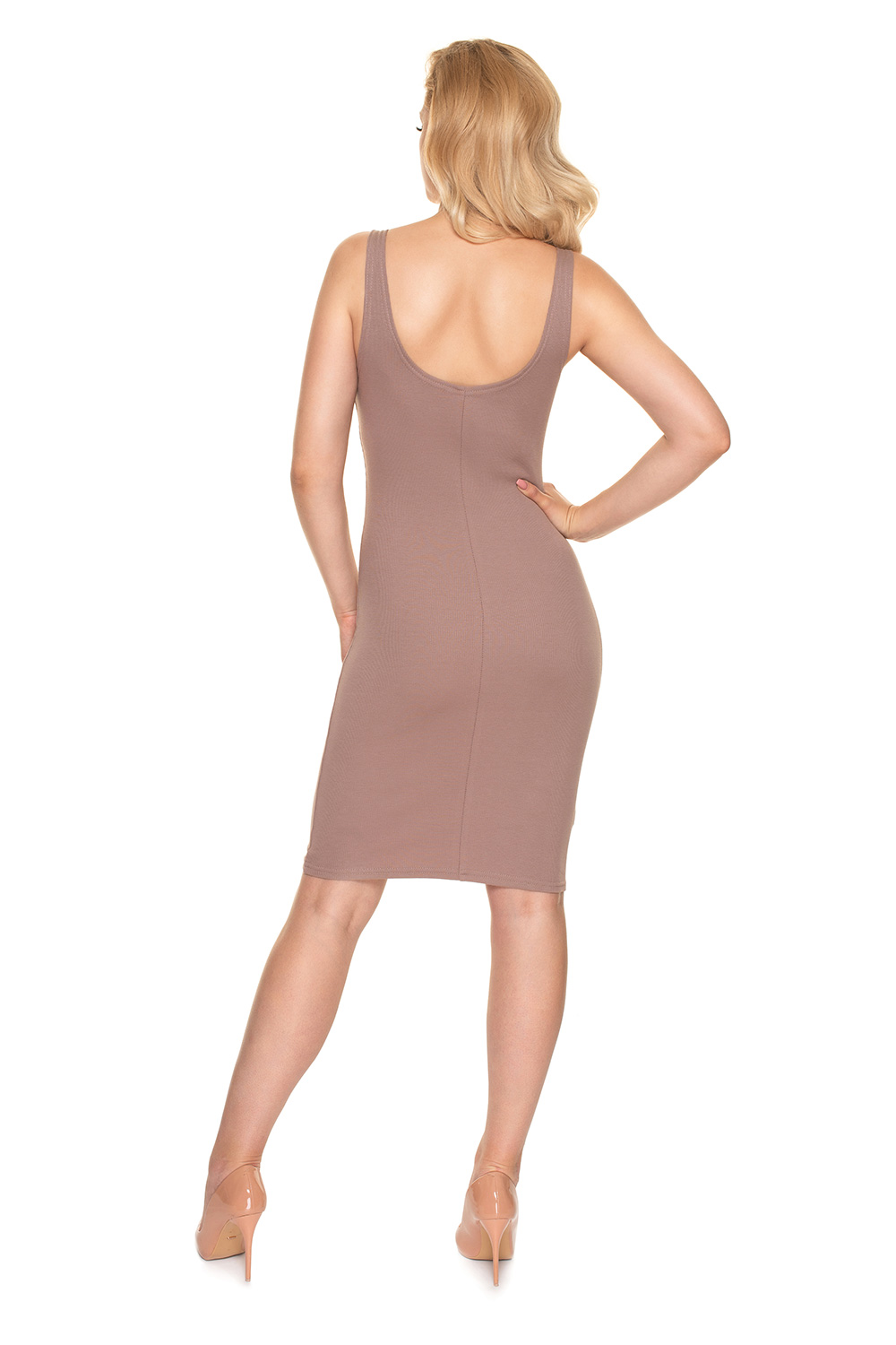 Sukienka Model 1716 Cappuccino - PeeKaBoo156925 - Beżowy - obrazek 3