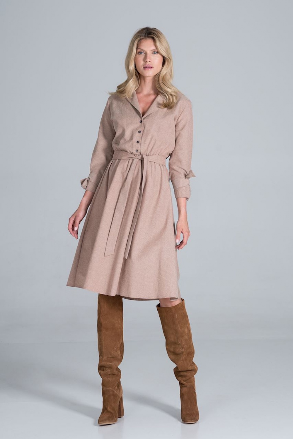 Sukienka Model M838 Beige - Figl157462 - Beżowy