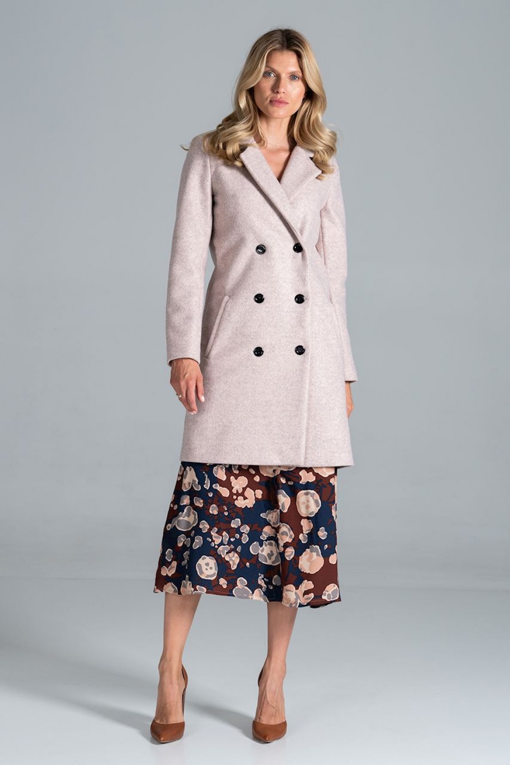 Płaszcz Model M832 Pink Melange - Figl157487 - Różowy