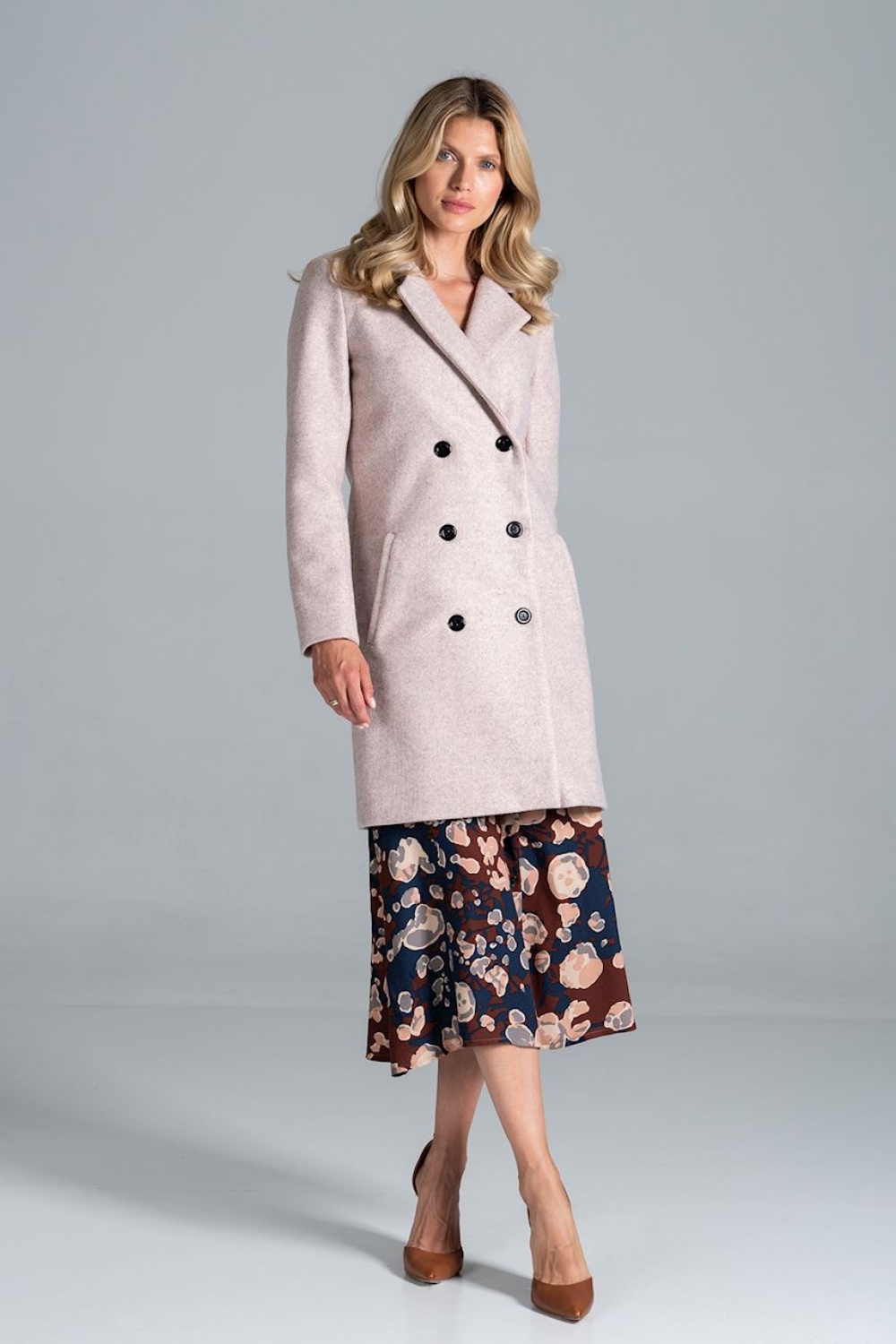 Płaszcz Model M832 Pink Melange - Figl157487 - Różowy - obrazek 2