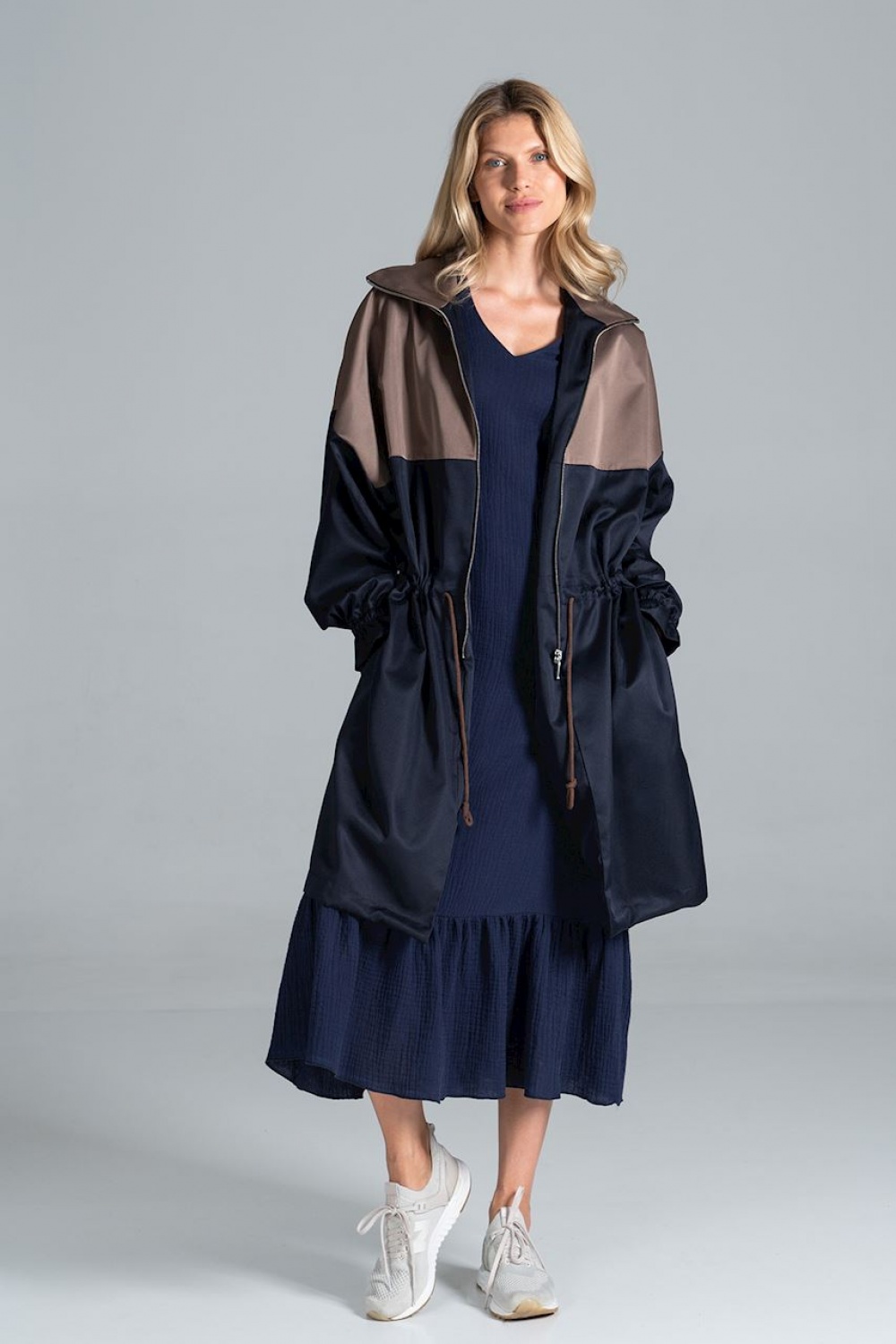 Płaszcz Model M817 Navy/Brown - Figl157553 - Granatowy