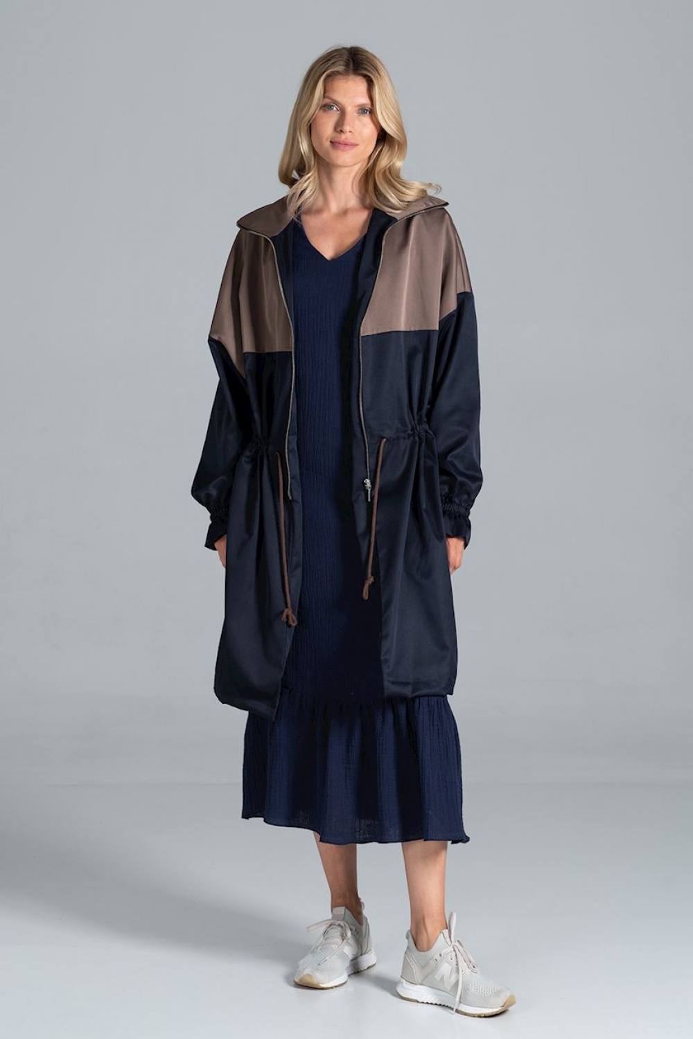 Płaszcz Model M817 Navy/Brown - Figl157553 - Granatowy - obrazek 2