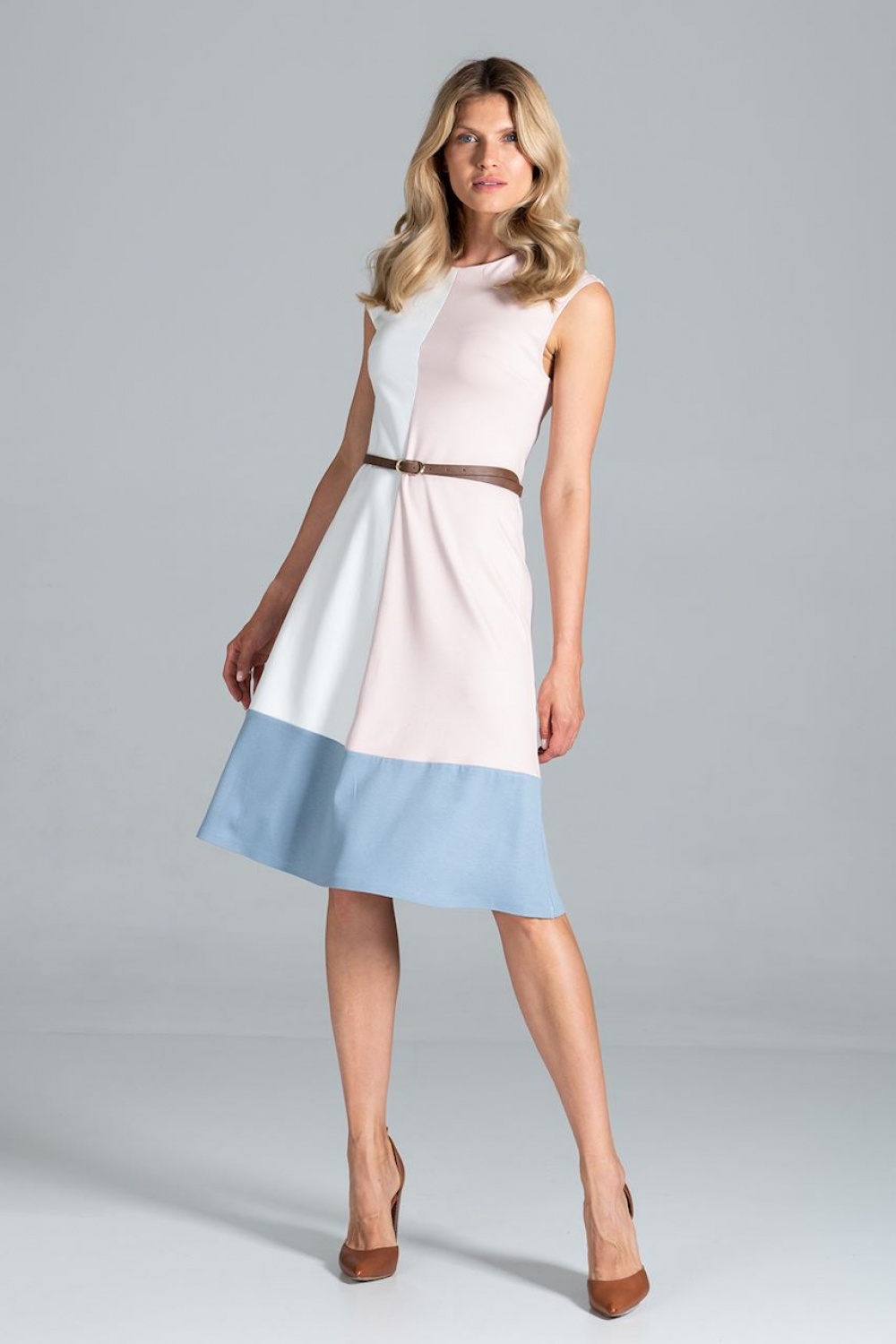 Sukienka Model M815 Ecru/Pink/Blue - Figl157555 - Wielokolorowy