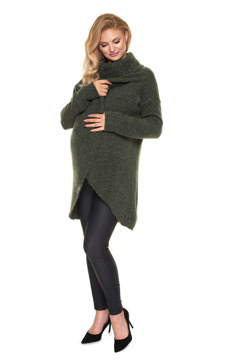 Sweter Ciążowy Model 30078 Khaki - PeeKaBoo157714 - Zielony - obrazek 2