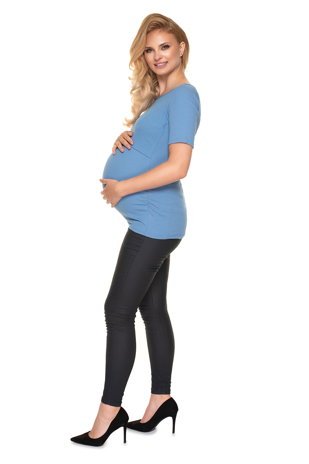 Bluzka Ciążowa Model 1717 Blue - PeeKaBoo157827 - Niebieski - obrazek 2