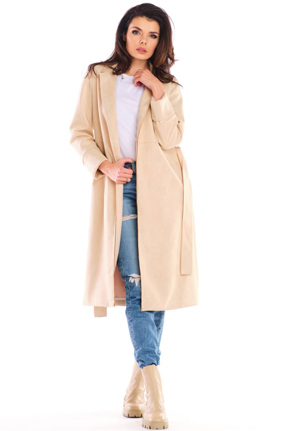 Płaszcz Damski Model A464 Beige - awama158741 - Beżowy