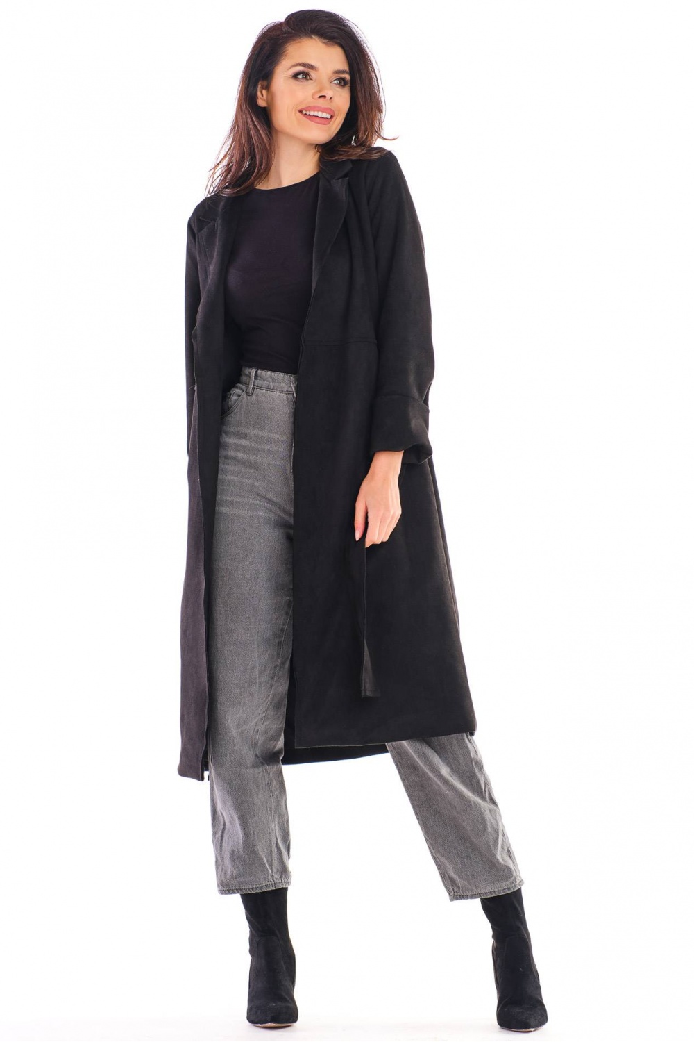 Płaszcz Damski Model A464 Black - awama158796 - Czarny - obrazek 2