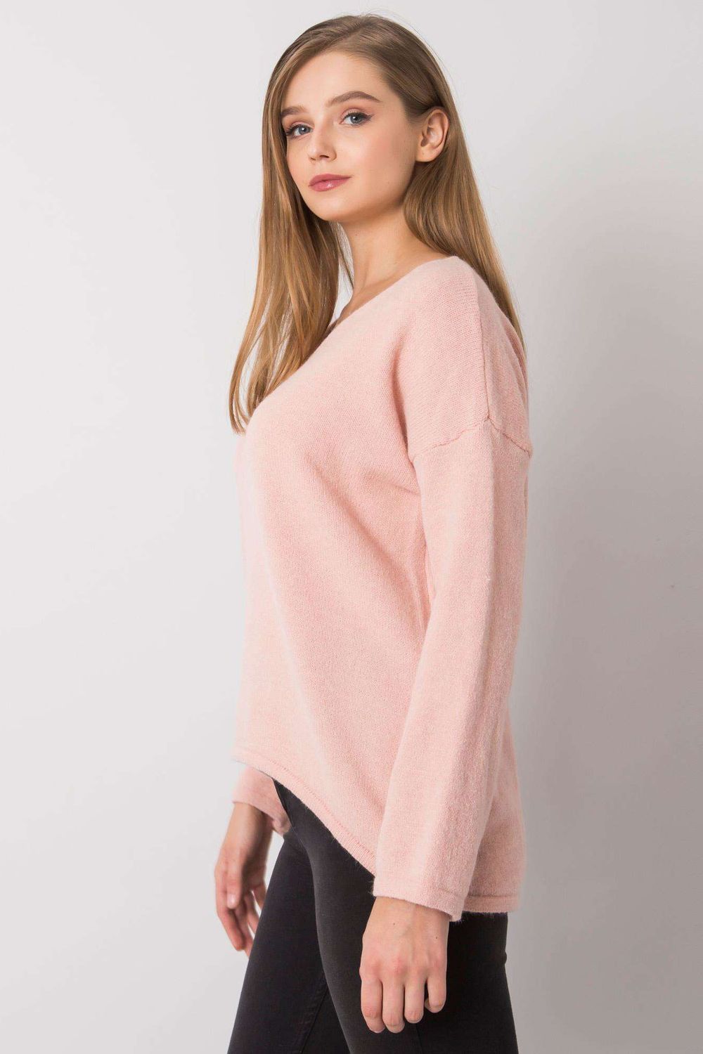 Sweter Damski Model TW-SW-BI-9802.25X Light Pink - Och Bella159767 - Różowy - obrazek 3