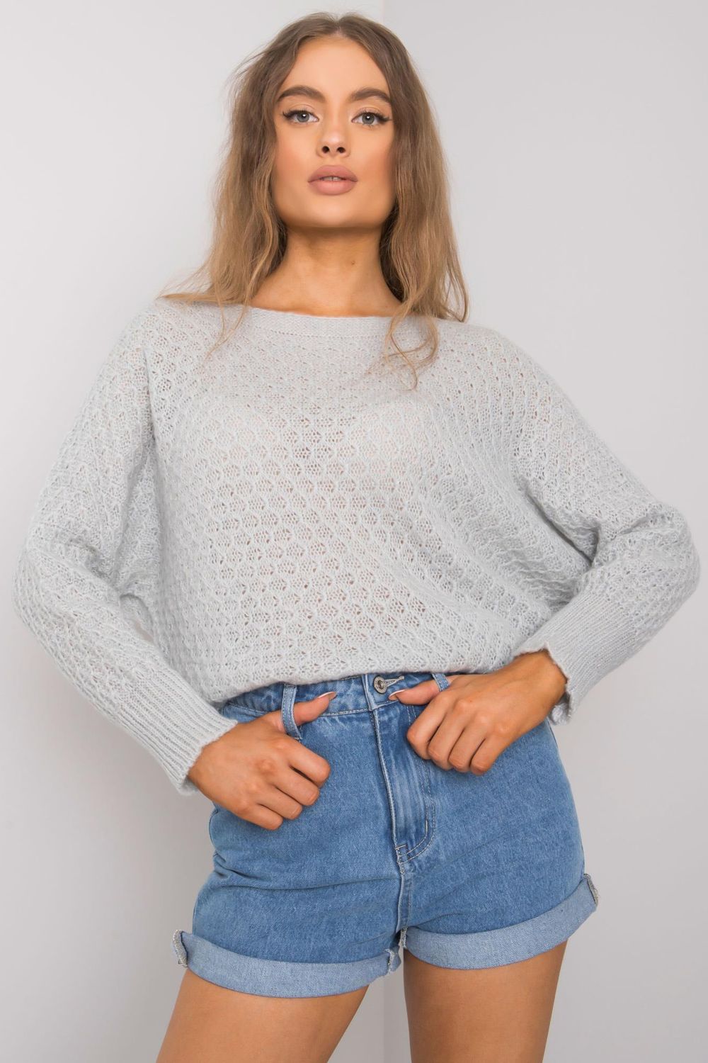 Sweter Damski Model TW-SW-BI-2269.25X Grey - Och Bella159771 - Szary