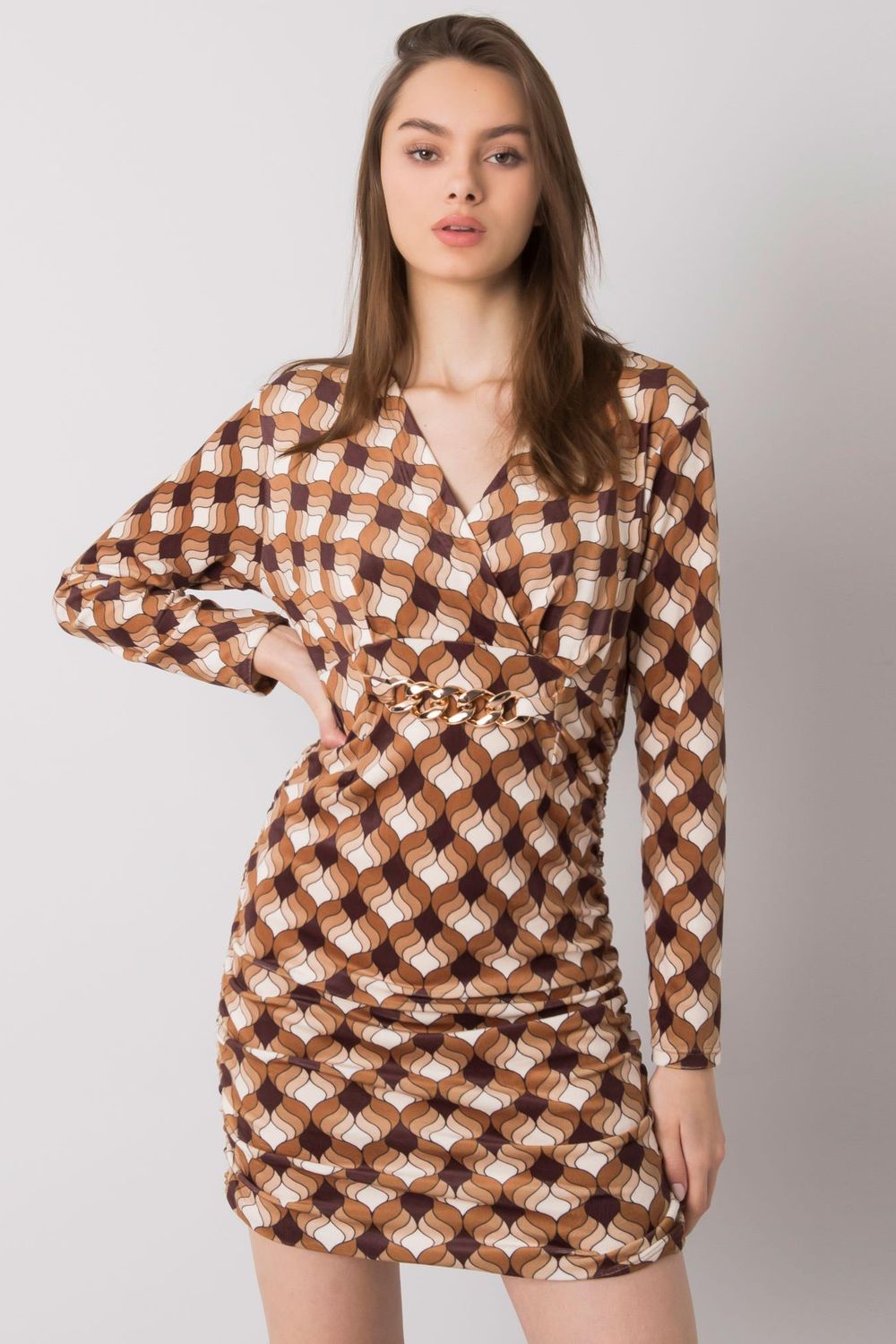 Sukienka Model DHJ-SK-12695.26P Brown - Italy Moda160392 - Brązowy