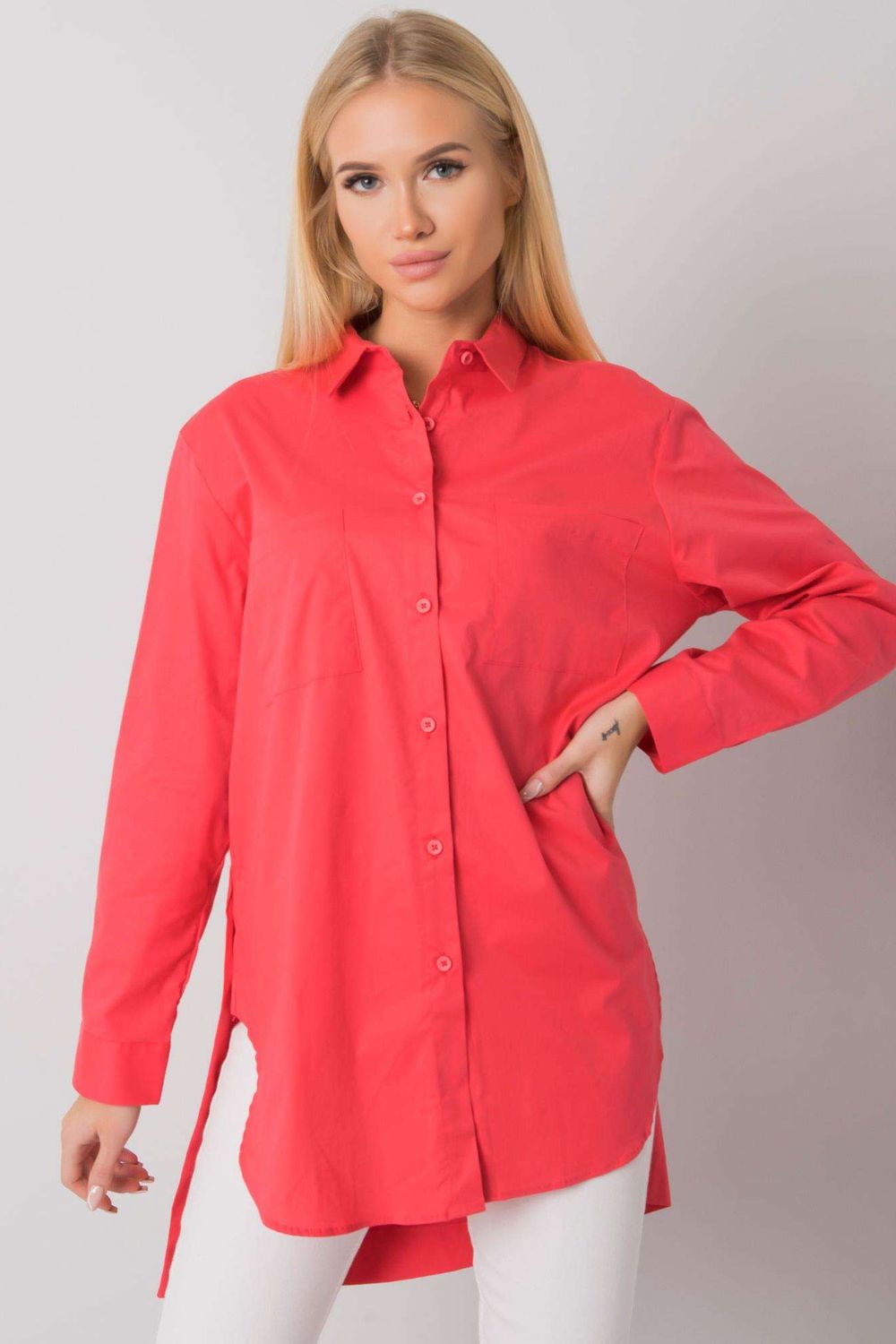 Koszula Damska Model EM-KS-001.46 Coral - Ex Moda160740 - Różowy - obrazek 2