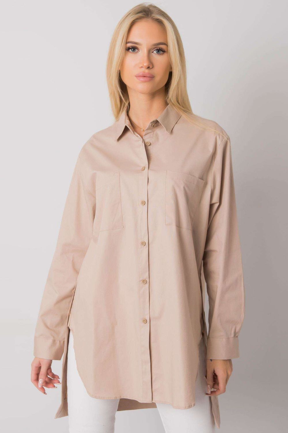 Koszula Damska Model EM-KS-001.46 Beige - Ex Moda160741 - Beżowy - obrazek 2
