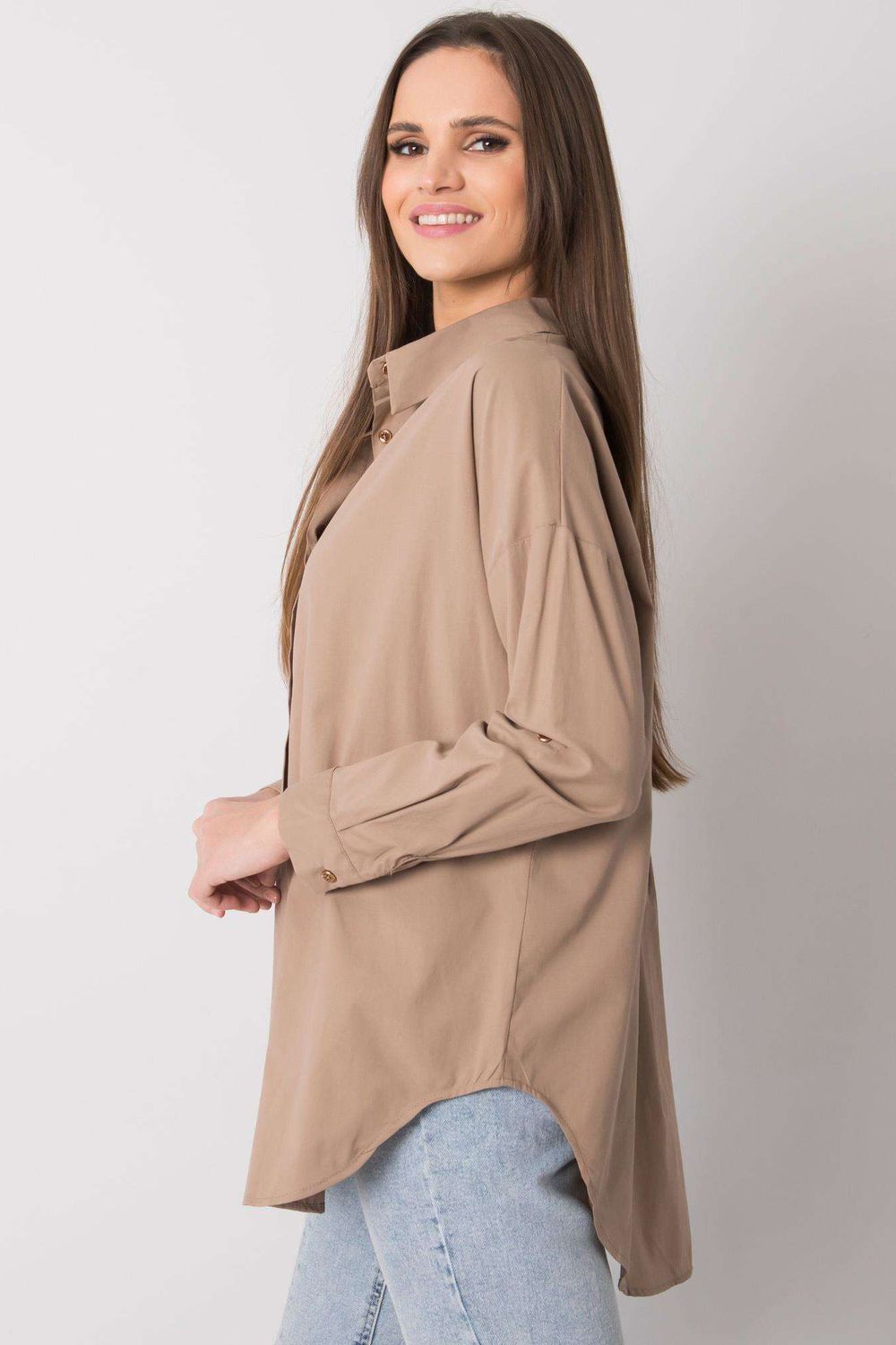 Koszula Damska Model EM-KS-004.42 Dark Beige - Ex Moda161931 - Beżowy - obrazek 3