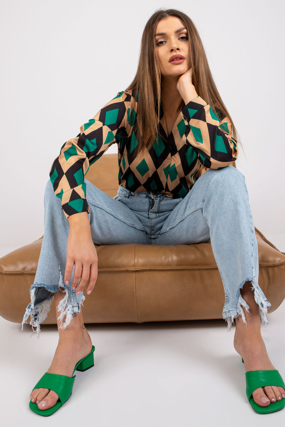 Bluzka Model DHJ-BZ-15256.53P Green/Beige - Italy Moda162569 - Wielokolorowy