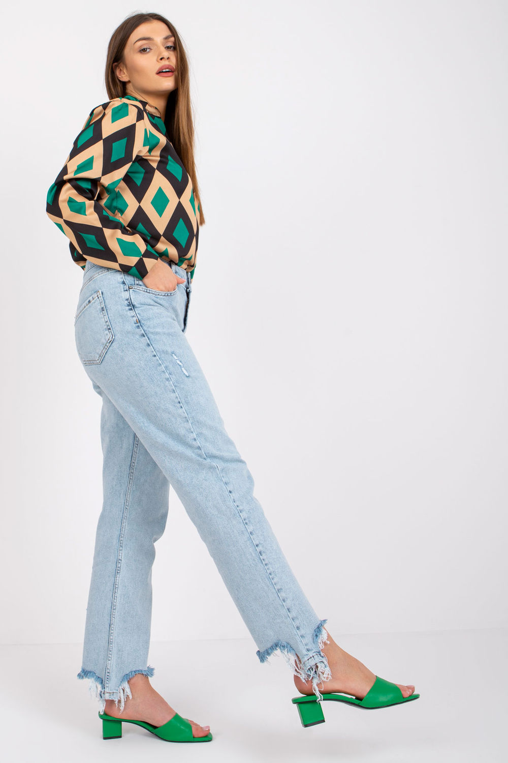 Bluzka Model DHJ-BZ-15256.53P Green/Beige - Italy Moda162569 - Wielokolorowy - obrazek 3
