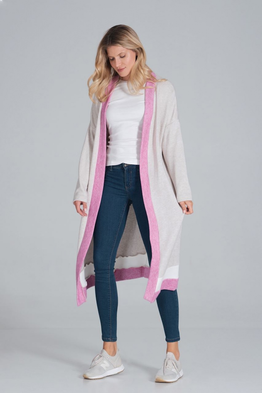 Sweter Damski Model M845 Beige/Fuksja/White - Figl162732 - Wielokolorowy - obrazek 2