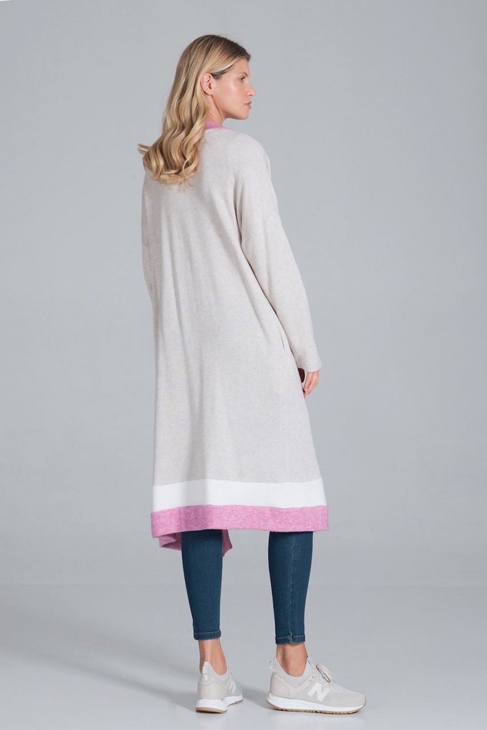 Sweter Damski Model M845 Beige/Fuksja/White - Figl162732 - Wielokolorowy - obrazek 3
