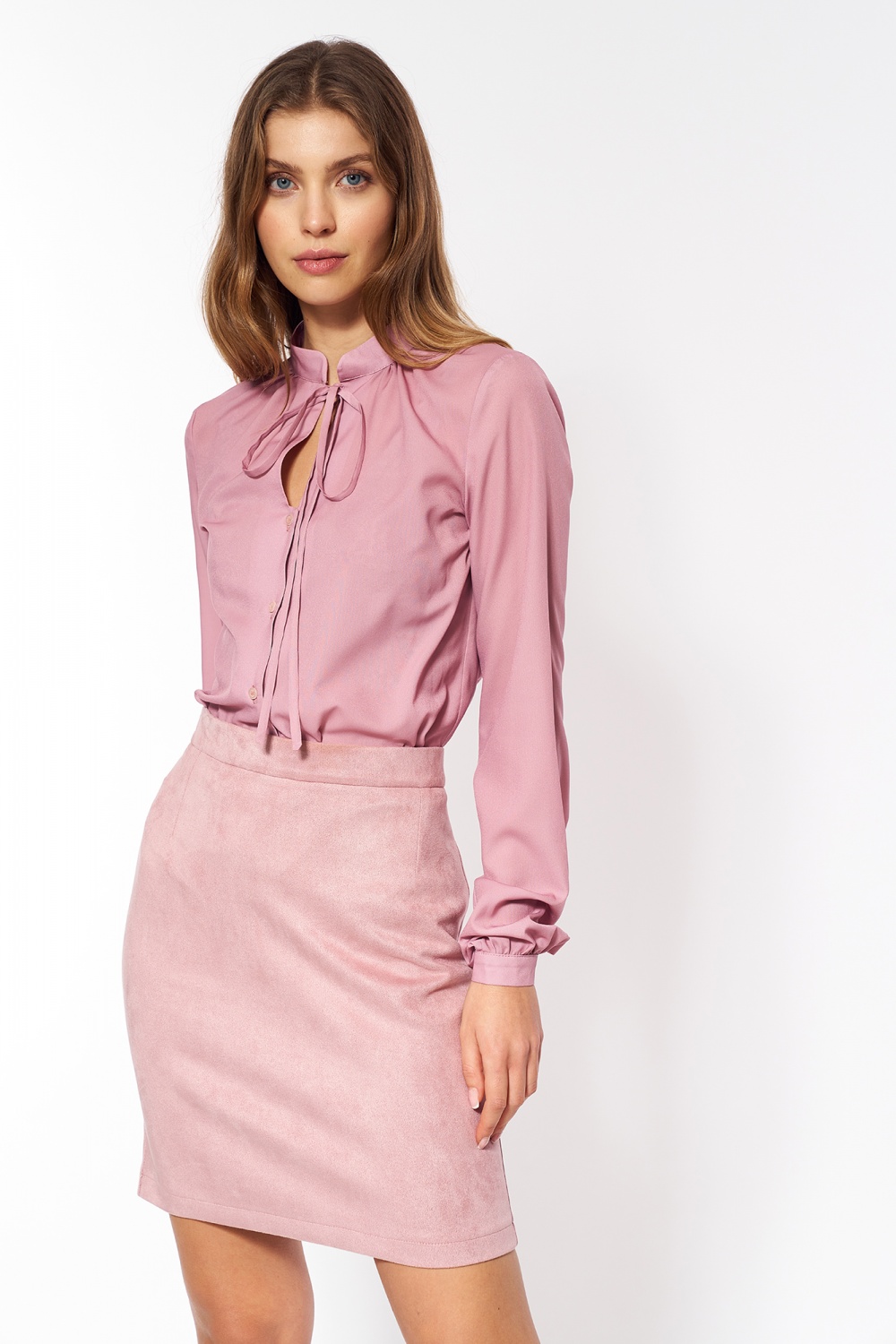 Spódnica Nubukowa różowa spódnica SP64 Pink - Nife163402 - Różowy - obrazek 4