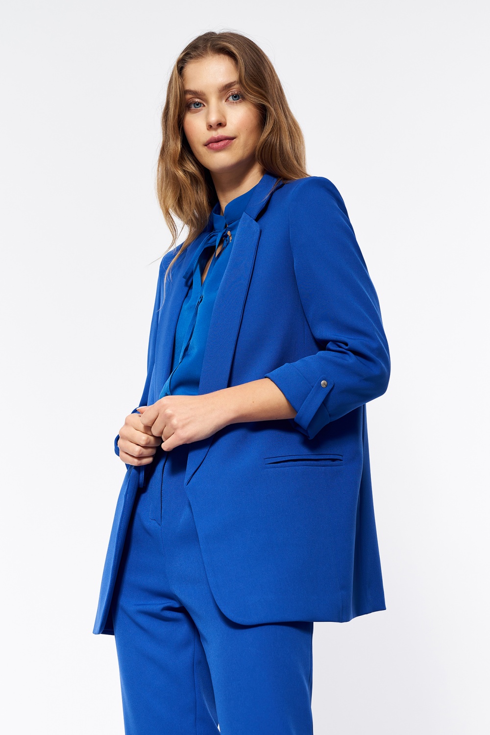 Chabrowa marynarka oversize Z43 Chaber - Nife163404 - Niebieski - obrazek 2