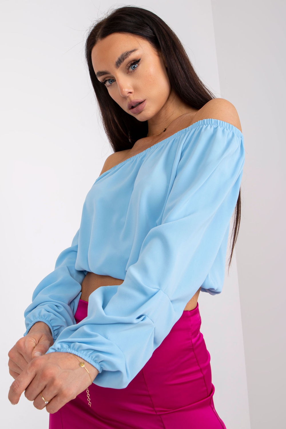 Bluzka Model DHJ-BZ-6816.57 Light Blue - Italy Moda164635 - Niebieski