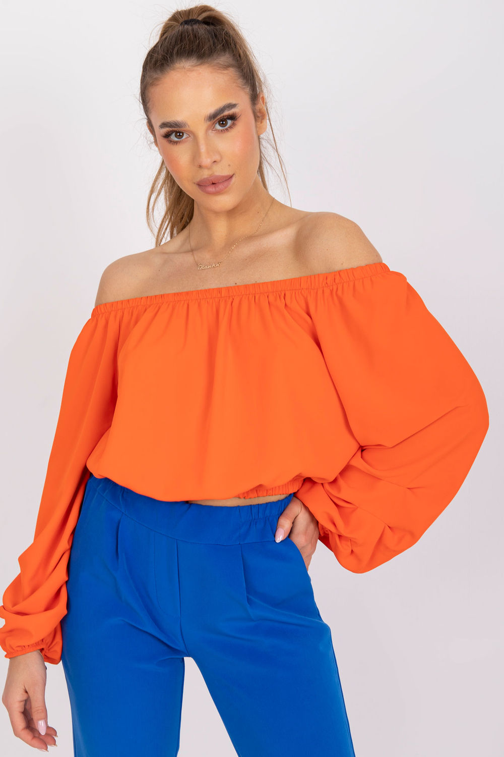 Bluzka Model DHJ-BZ-6816.57 Orange - Italy Moda164639 - Pomarańczowy