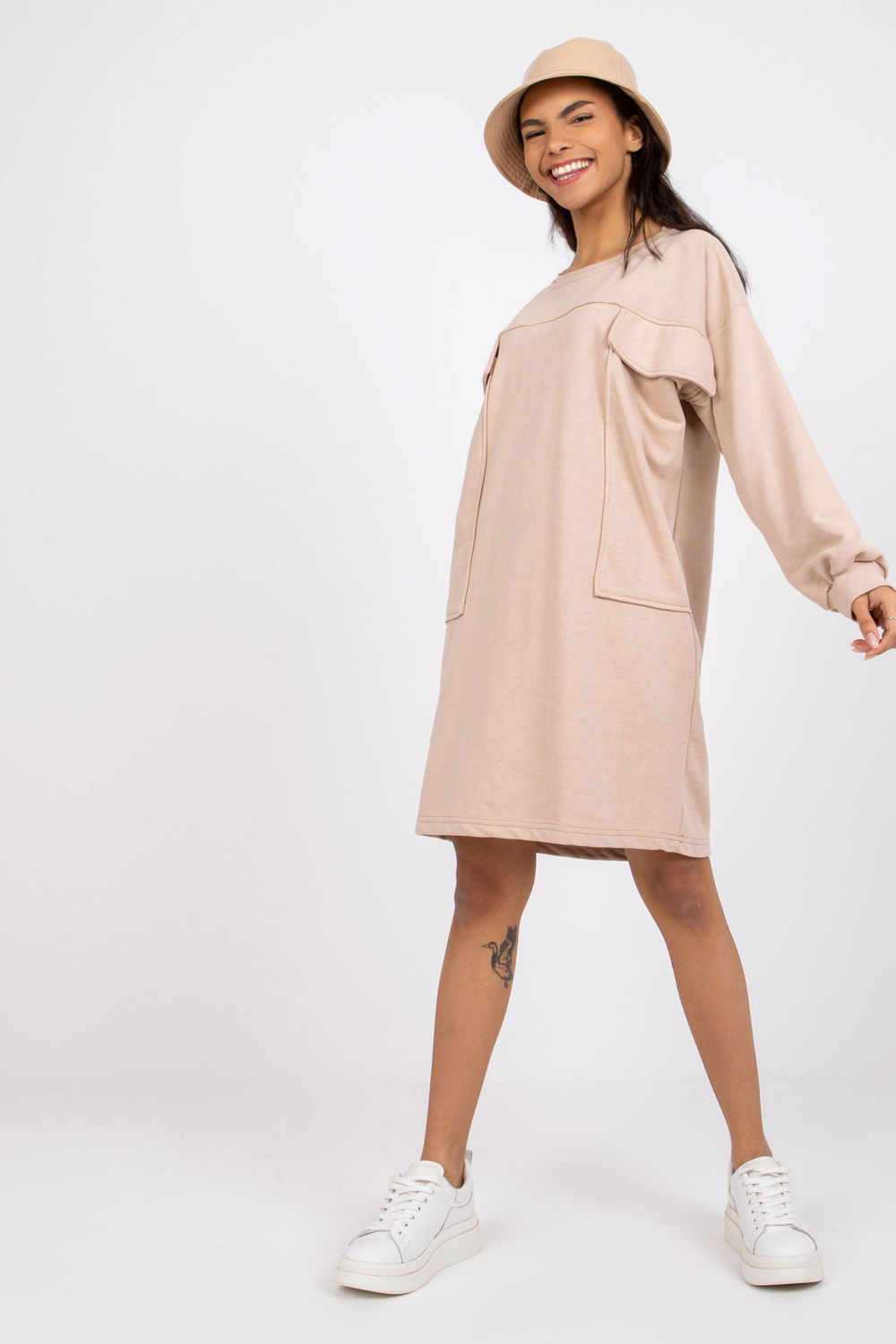 Sukienka Model EM-SK-717.33X Beige - Ex Moda164783 - Beżowy