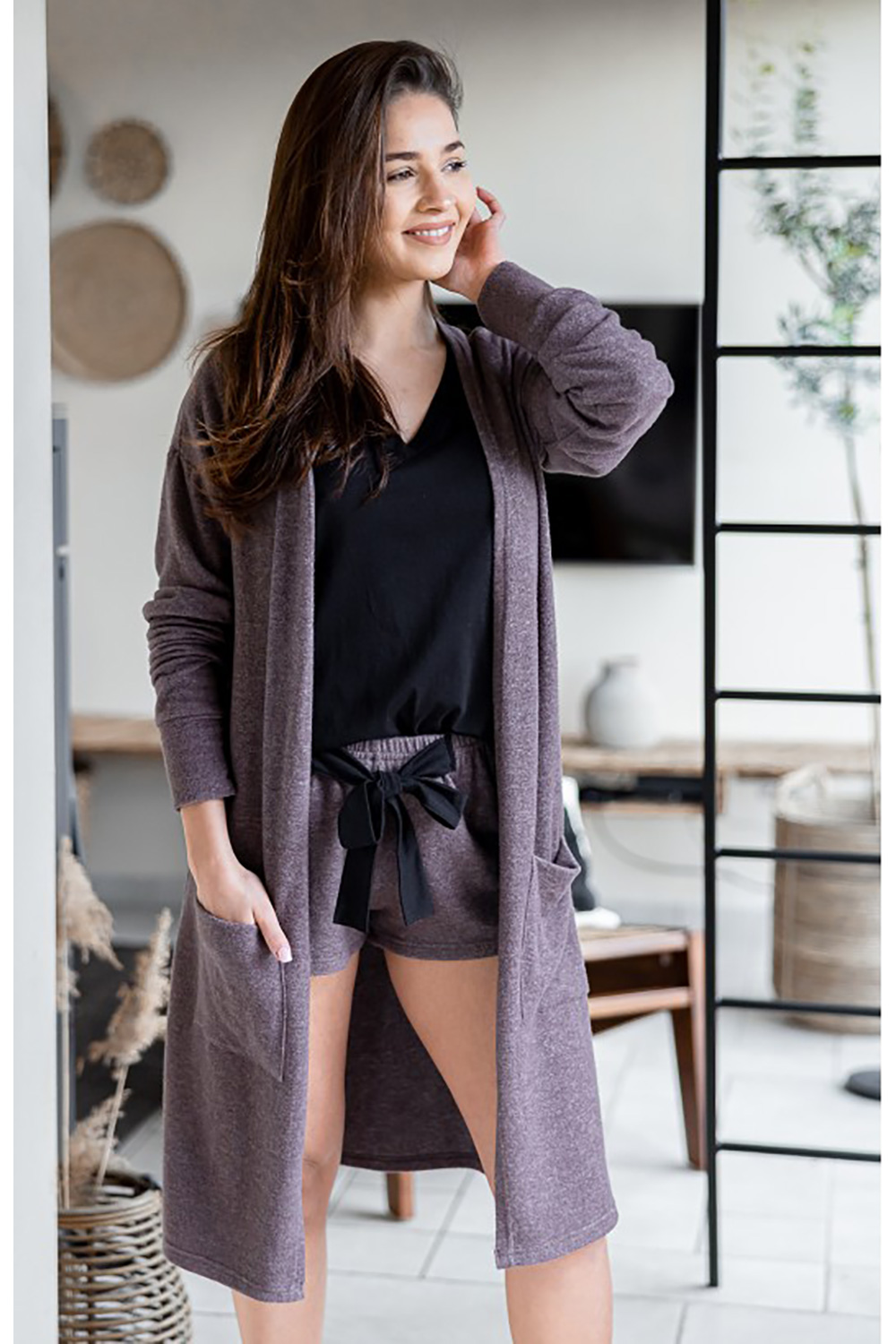 Sweter Kardigan Model Magnetism Brown - Sensis165787 - Brązowy