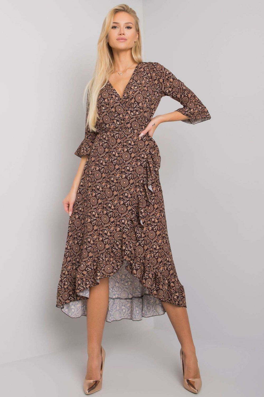 Sukienka Model TW-SK-BI-24502-3.46P Black/Beige - Och Bella166064 - Beżowy