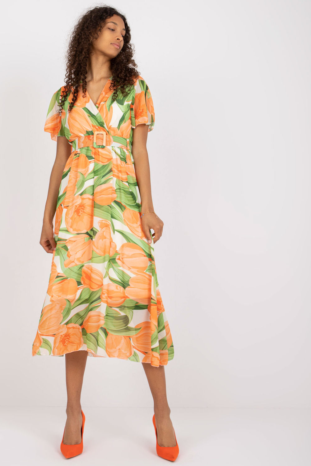 Sukienka Model DHJ-SK-15967.54P Orange - Italy Moda166181 - Pomarańczowy