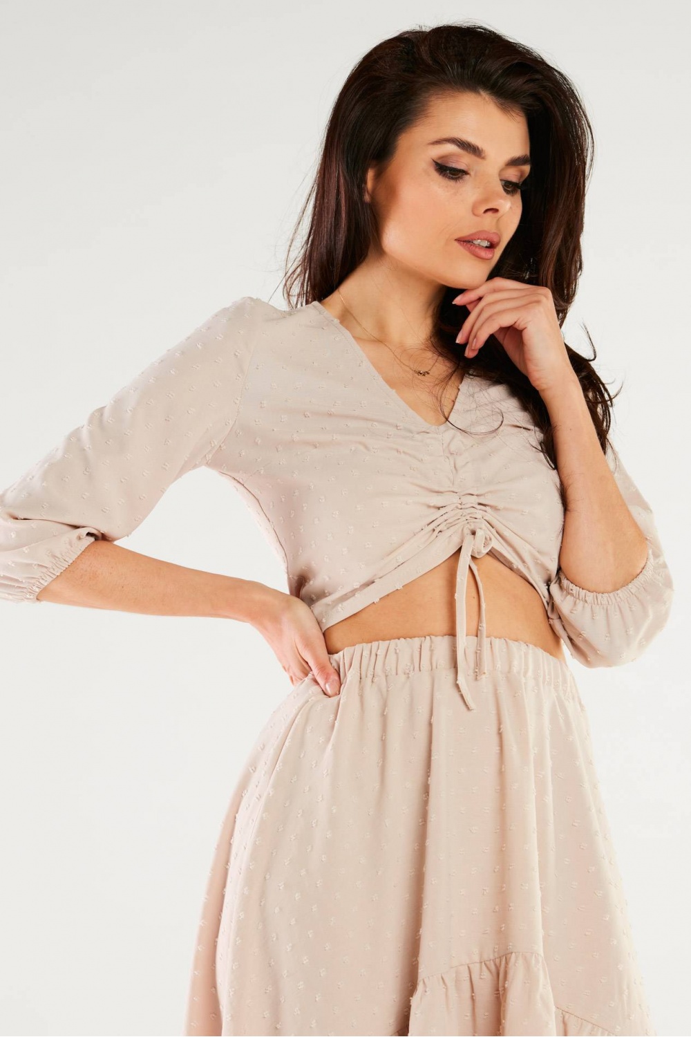 Bluzka Model A423 Beige - awama166785 - Beżowy