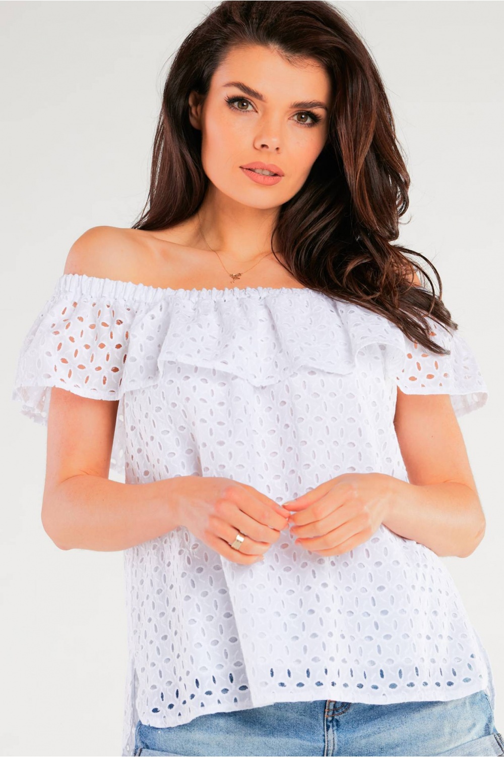 Bluzka Model A437 White - awama166803 - Biały - obrazek 4