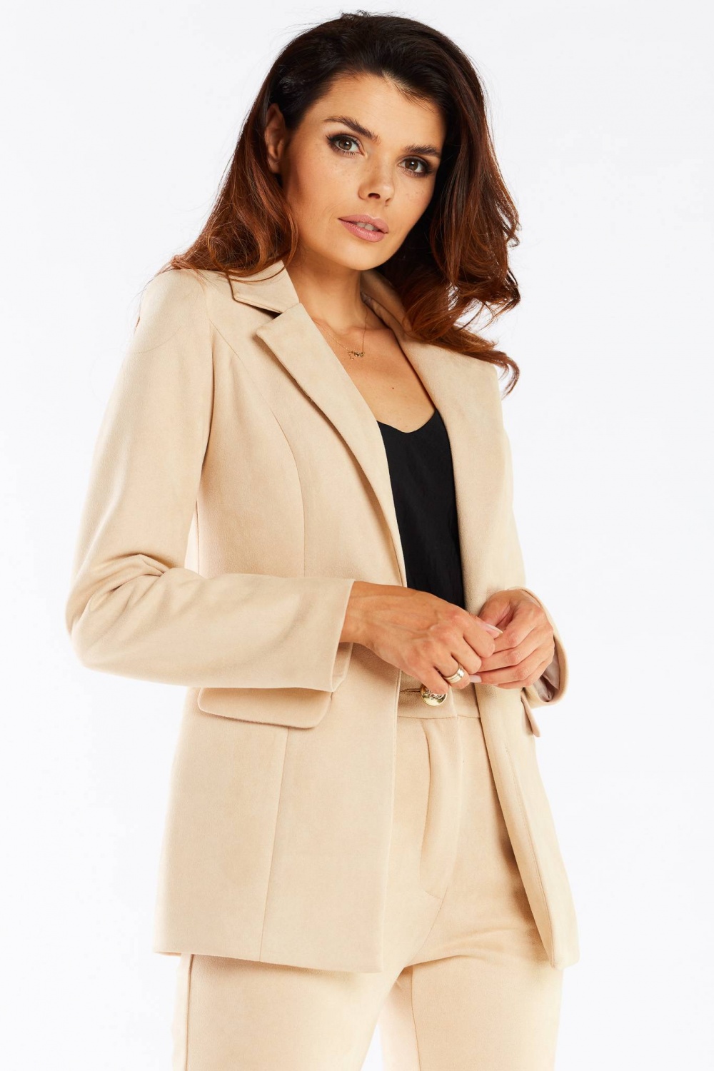 Żakiet Model A460 Beige - awama166822 - Beżowy - obrazek 4