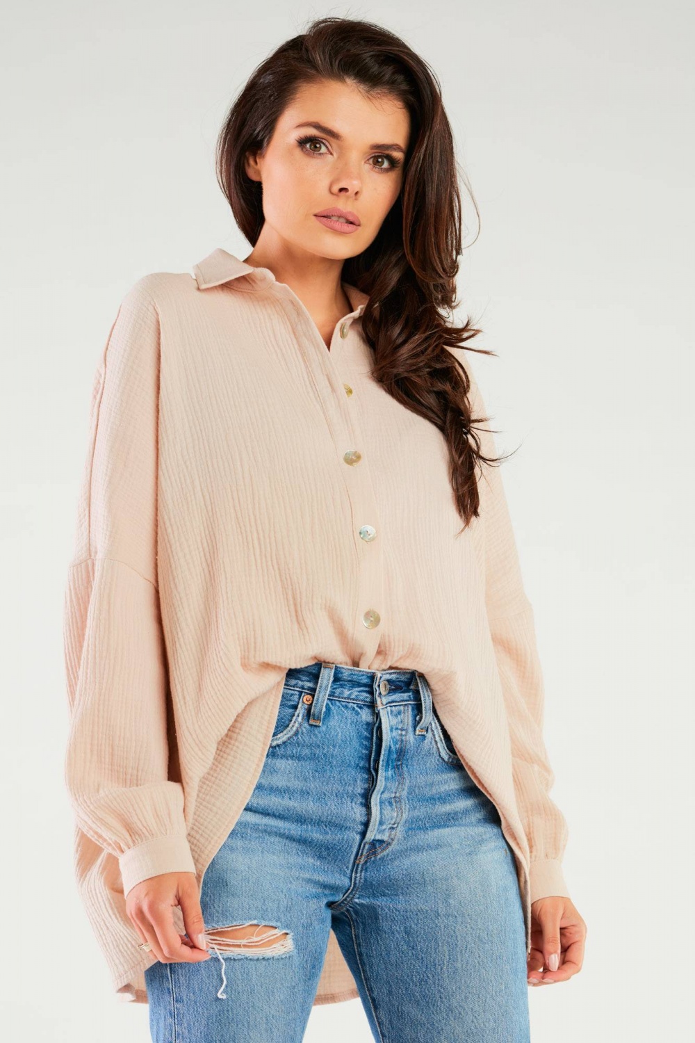 Koszula Damska Model M264 Beige - Infinite You166827 - Beżowy