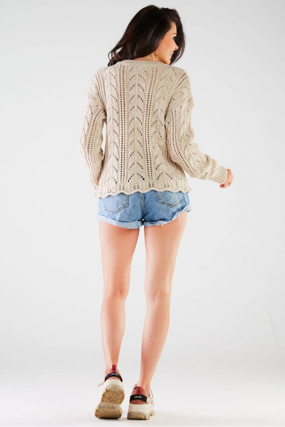Sweter Damski Model A446 Beige - awama166858 - Beżowy - obrazek 3