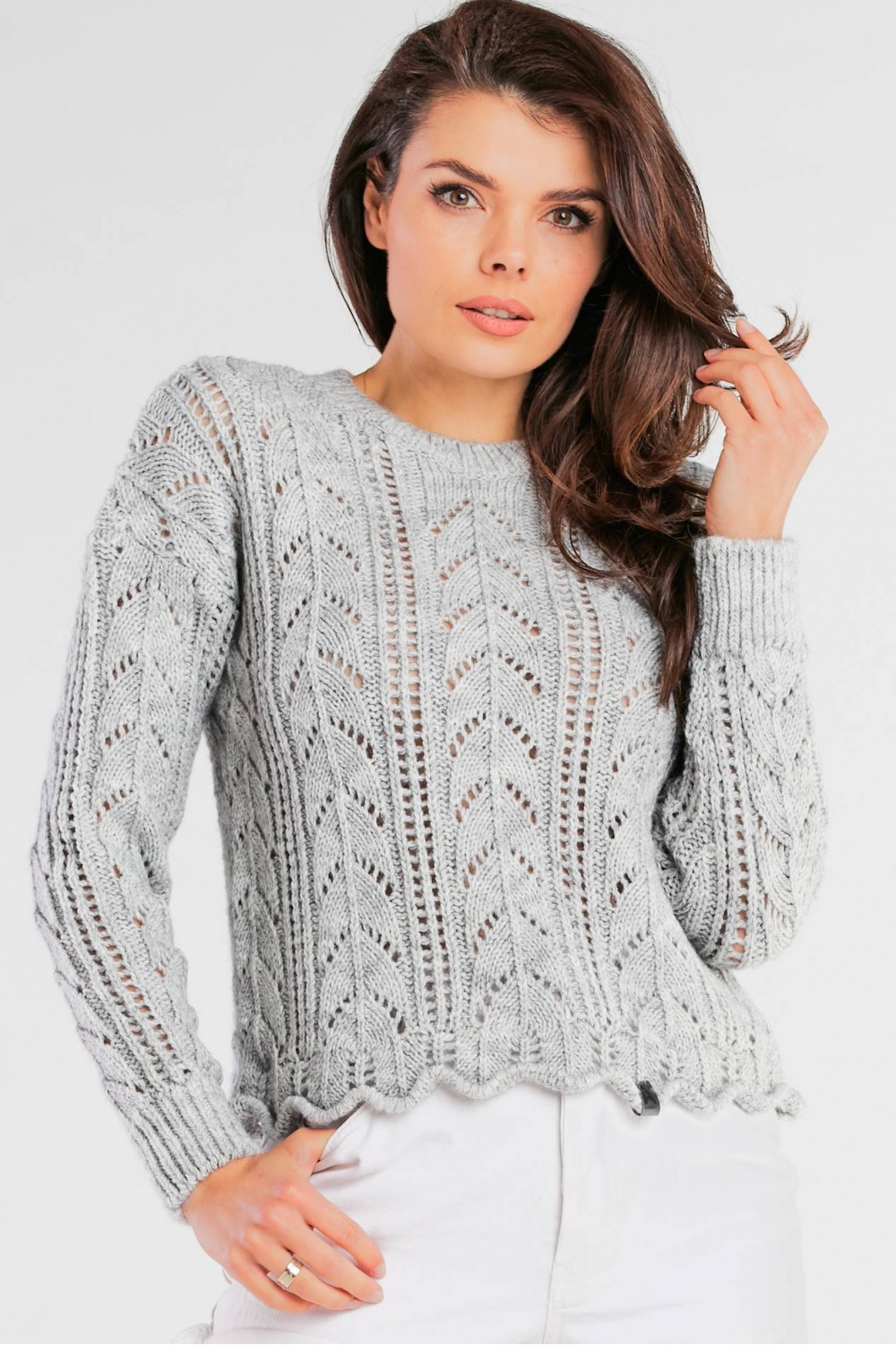 Sweter Damski Model A446 Grey - awama166860 - Szary
